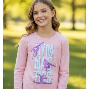 The Children’s Place Girls Gymnastics Shirt Pink Long Sleeve Graphic Tee